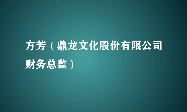 方芳（鼎龙文化股份有限公司财务总监）