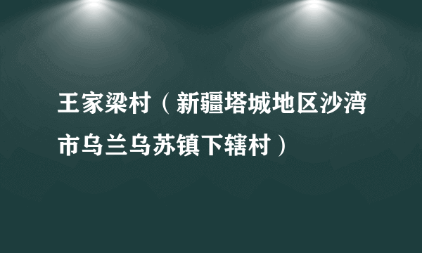 王家梁村（新疆塔城地区沙湾市乌兰乌苏镇下辖村）