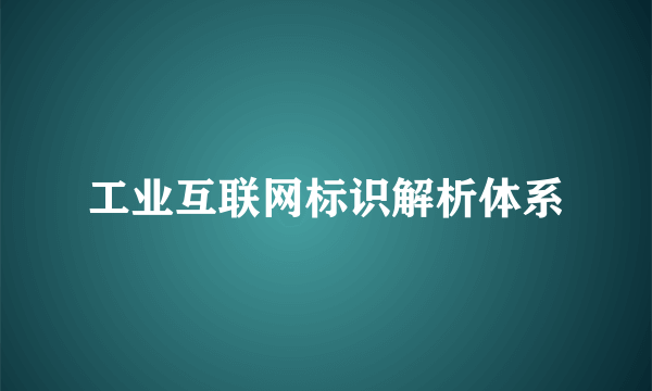 工业互联网标识解析体系