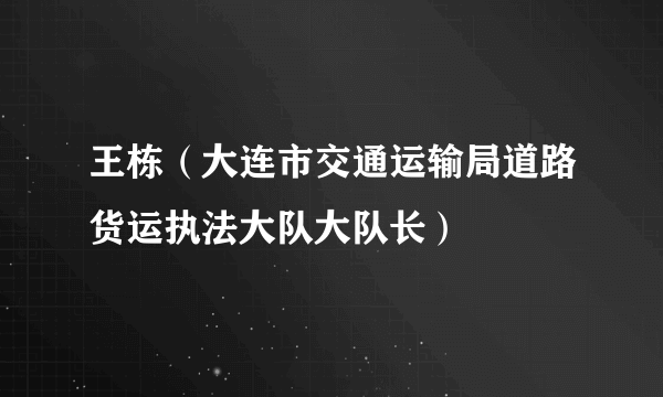 王栋（大连市交通运输局道路货运执法大队大队长）