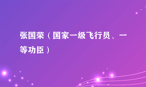 张国荣（国家一级飞行员、一等功臣）