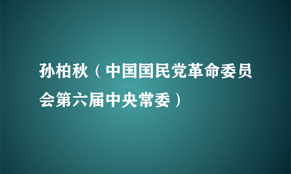 孙柏秋（中国国民党革命委员会第六届中央常委）