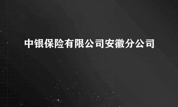 中银保险有限公司安徽分公司