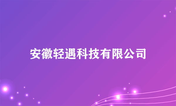 安徽轻遇科技有限公司