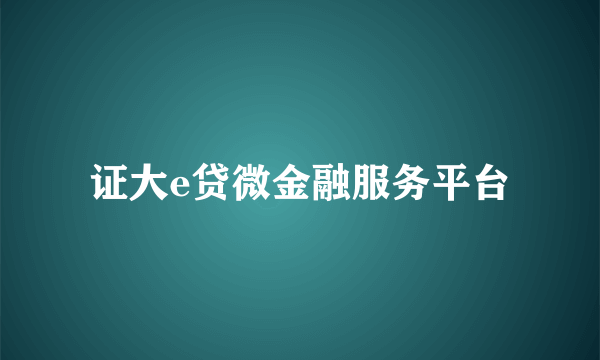 证大e贷微金融服务平台