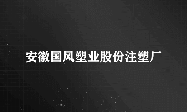 安徽国风塑业股份注塑厂