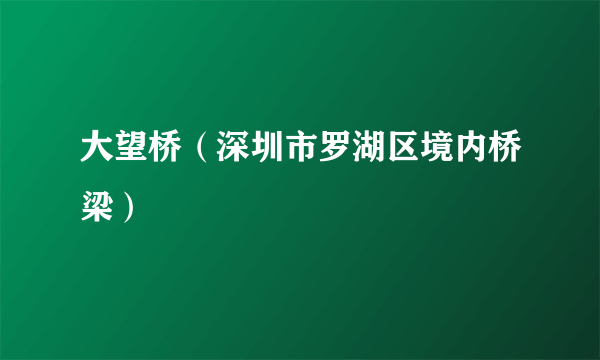 大望桥（深圳市罗湖区境内桥梁）