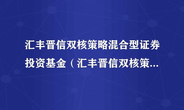 汇丰晋信双核策略混合型证券投资基金（汇丰晋信双核策略混合C）