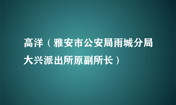 高洋（雅安市公安局雨城分局大兴派出所原副所长）