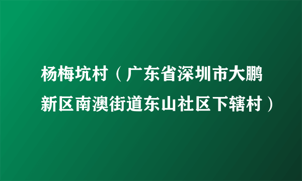 杨梅坑村（广东省深圳市大鹏新区南澳街道东山社区下辖村）