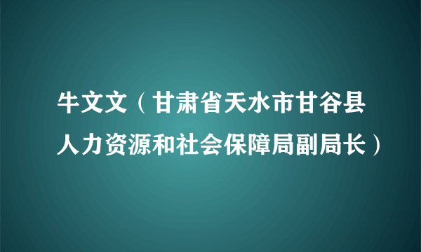 牛文文（甘肃省天水市甘谷县人力资源和社会保障局副局长）