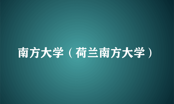 南方大学（荷兰南方大学）