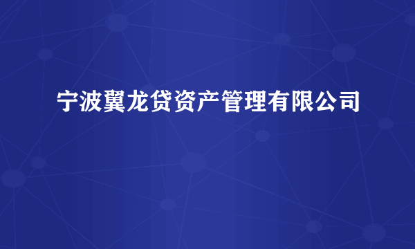 宁波翼龙贷资产管理有限公司