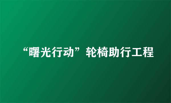 “曙光行动”轮椅助行工程