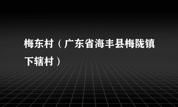 梅东村（广东省海丰县梅陇镇下辖村）