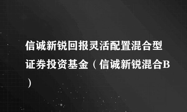 信诚新锐回报灵活配置混合型证券投资基金（信诚新锐混合B）