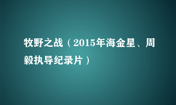 牧野之战（2015年海金星、周毅执导纪录片）