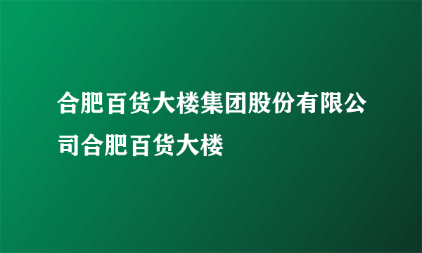 合肥百货大楼集团股份有限公司合肥百货大楼