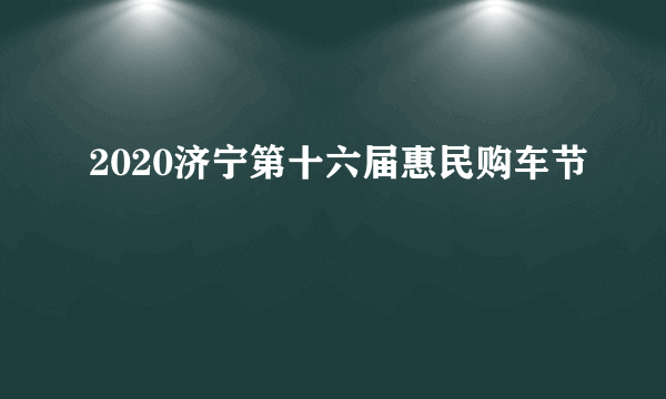 2020济宁第十六届惠民购车节