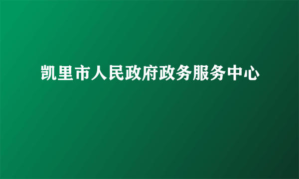 凯里市人民政府政务服务中心