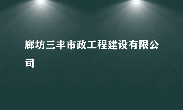 廊坊三丰市政工程建设有限公司