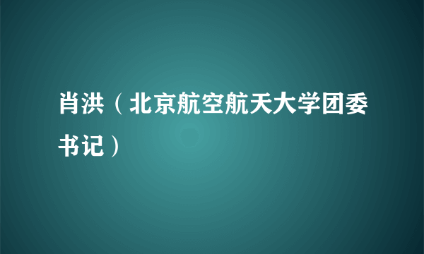 肖洪（北京航空航天大学团委书记）