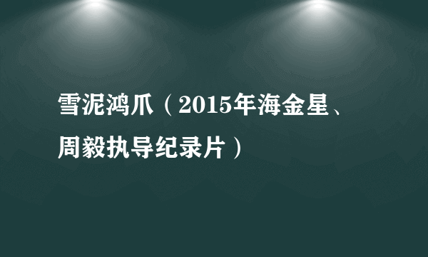 雪泥鸿爪（2015年海金星、周毅执导纪录片）