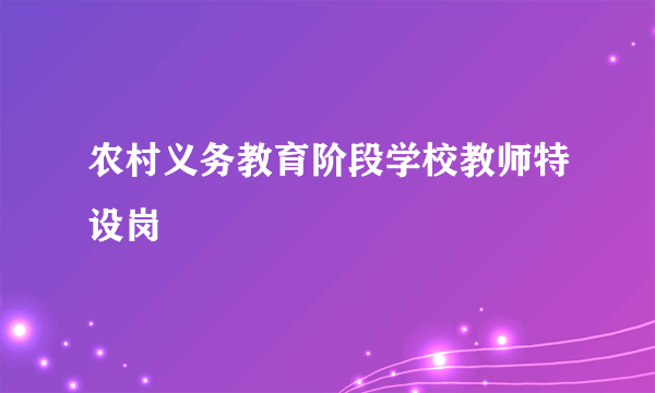 农村义务教育阶段学校教师特设岗