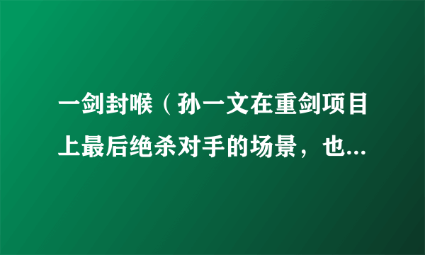 一剑封喉（孙一文在重剑项目上最后绝杀对手的场景，也比喻在最后时刻一击制胜）