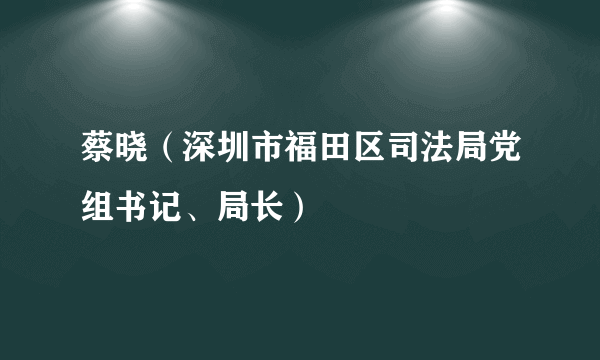 蔡晓（深圳市福田区司法局党组书记、局长）