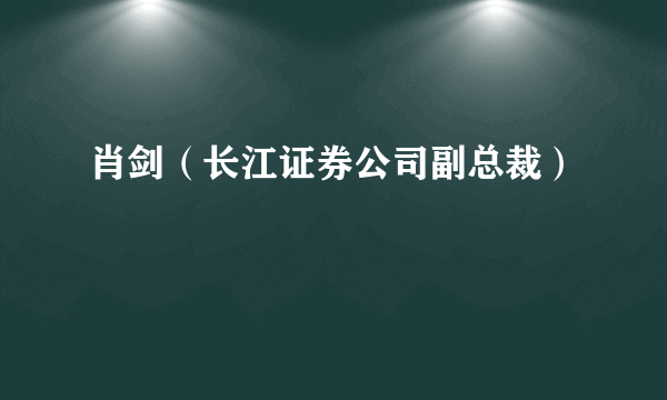 肖剑（长江证券公司副总裁）