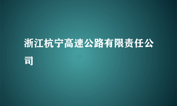 浙江杭宁高速公路有限责任公司