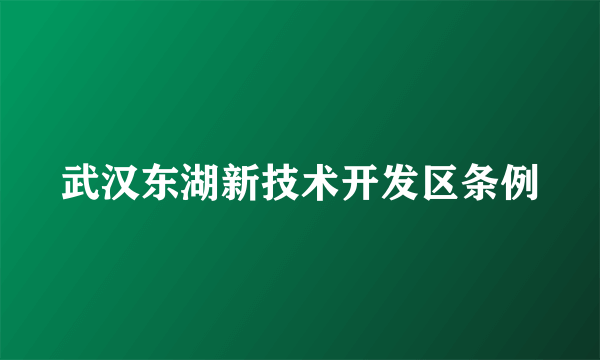 武汉东湖新技术开发区条例