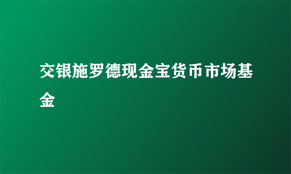 交银施罗德现金宝货币市场基金