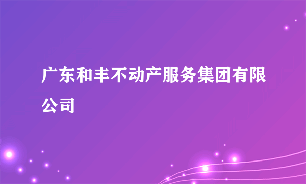 广东和丰不动产服务集团有限公司