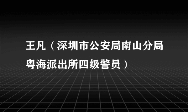 王凡（深圳市公安局南山分局粤海派出所四级警员）