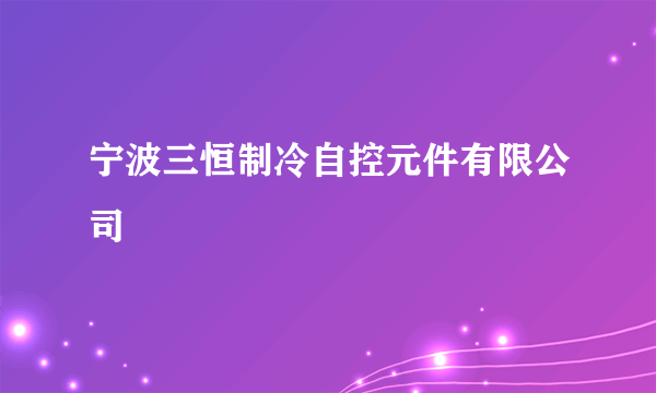 宁波三恒制冷自控元件有限公司