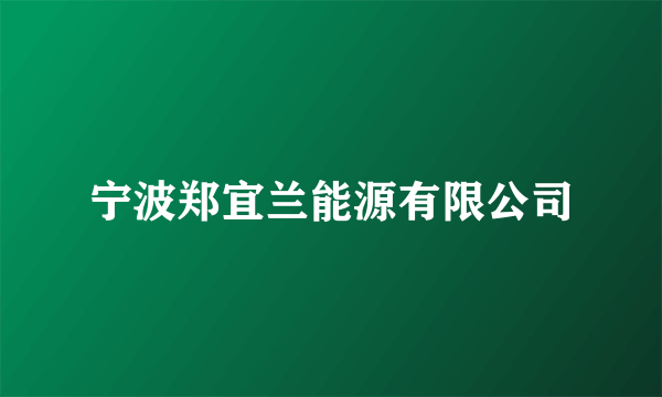 宁波郑宜兰能源有限公司