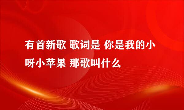 有首新歌 歌词是 你是我的小呀小苹果 那歌叫什么