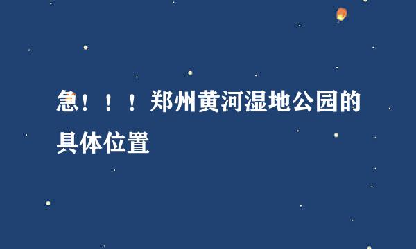 急！！！郑州黄河湿地公园的具体位置