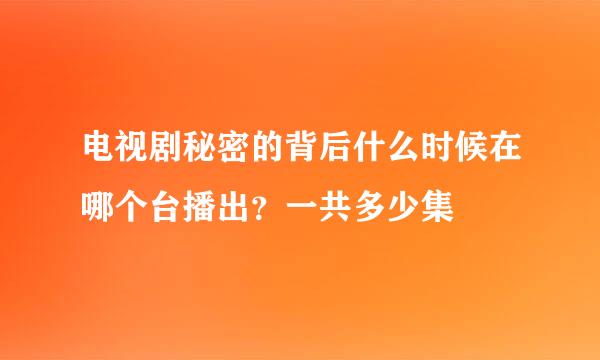 电视剧秘密的背后什么时候在哪个台播出？一共多少集