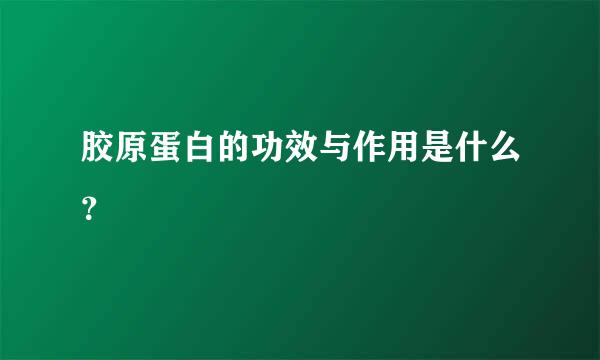 胶原蛋白的功效与作用是什么？