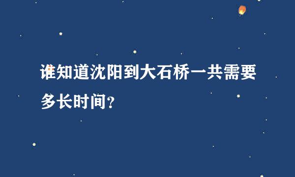 谁知道沈阳到大石桥一共需要多长时间？