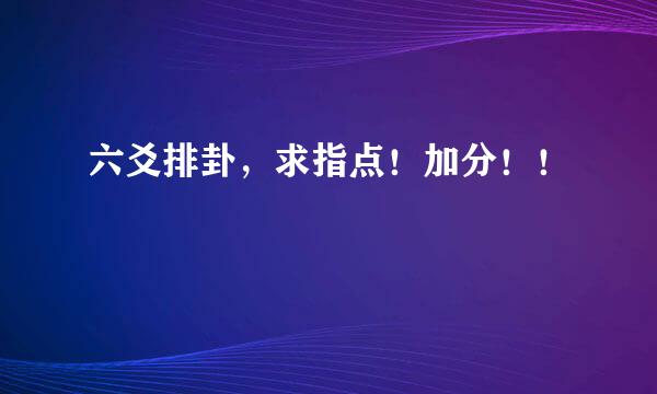 六爻排卦，求指点！加分！！