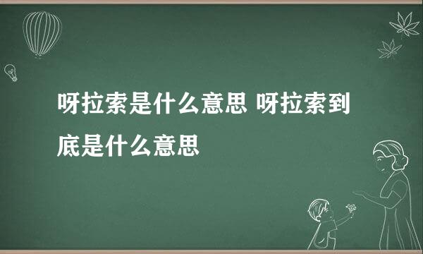 呀拉索是什么意思 呀拉索到底是什么意思