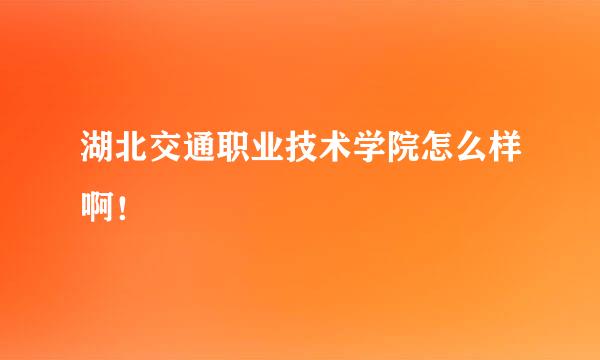 湖北交通职业技术学院怎么样啊！