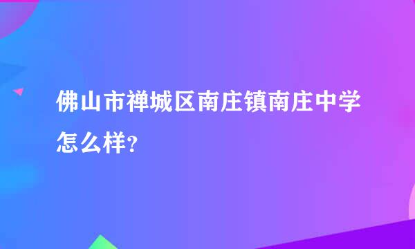 佛山市禅城区南庄镇南庄中学怎么样？