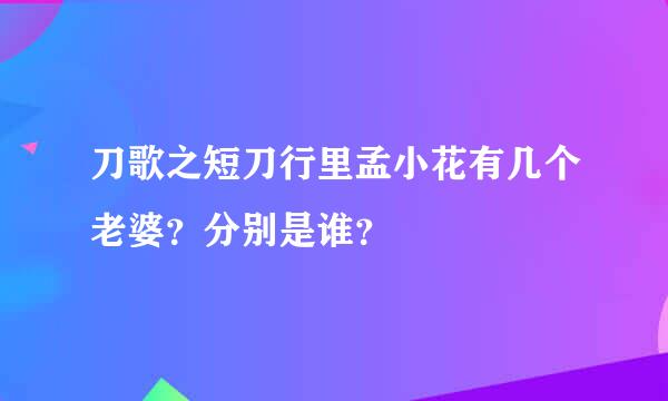 刀歌之短刀行里孟小花有几个老婆？分别是谁？