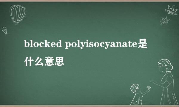 blocked polyisocyanate是什么意思