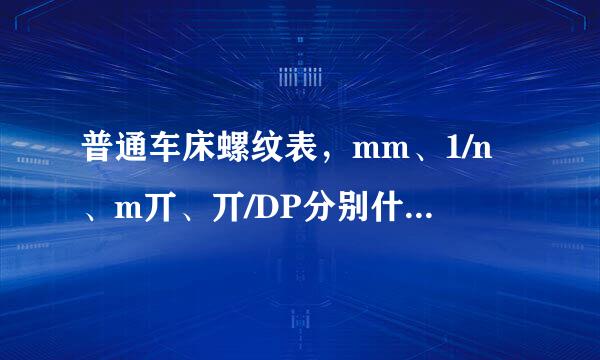 普通车床螺纹表，mm、1/n、m丌、丌/DP分别什么意思？